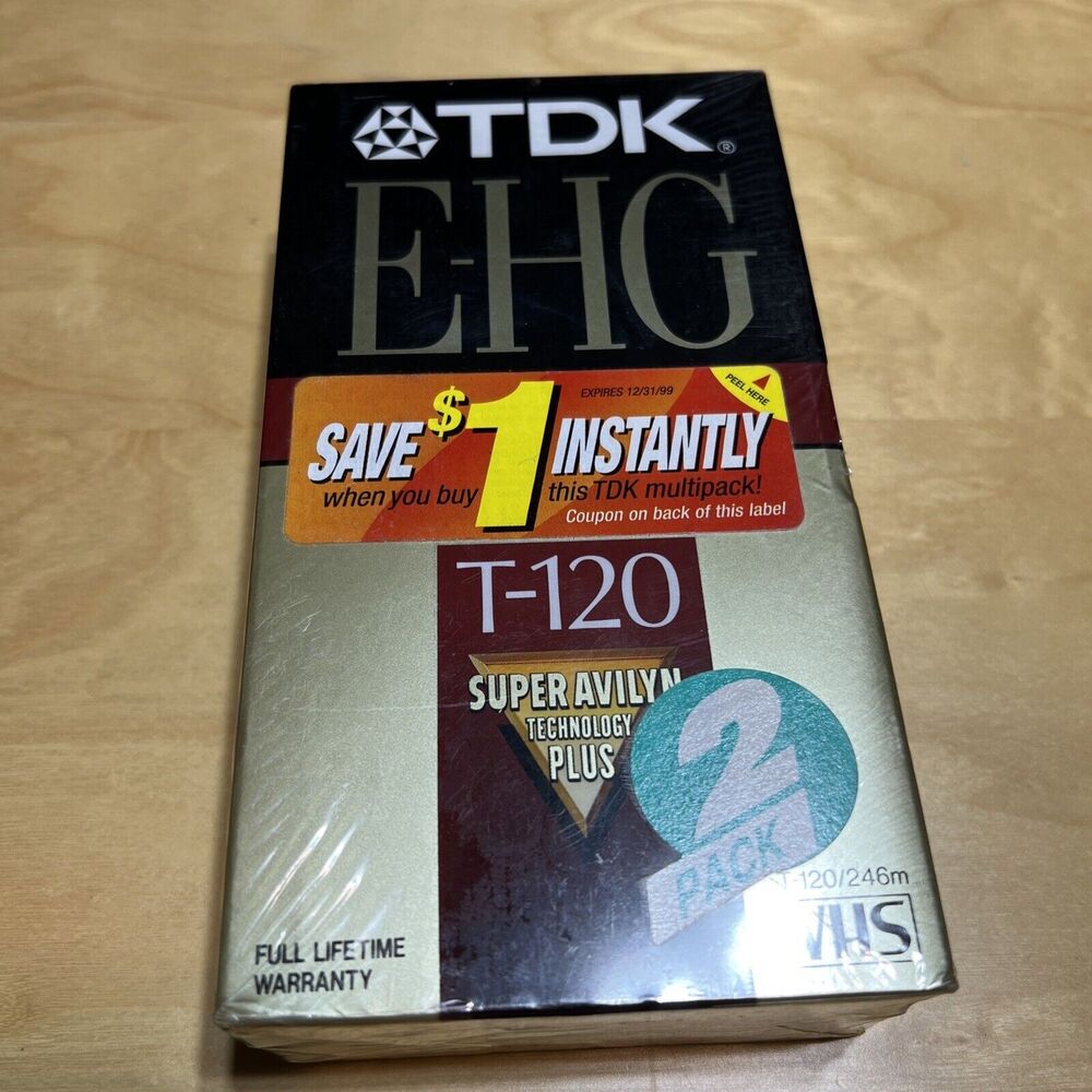 NEW Factory Sealed VHS Tapes Set of 2 TDK EHG Extra High Grade t120 Super Avilyn
